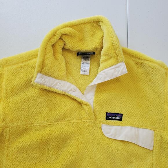 Patagonia Pullover Womens Large Yellow Re-Tool Snap-T Fleece Sherpa Pocket 25442 - Picture 2 of 9